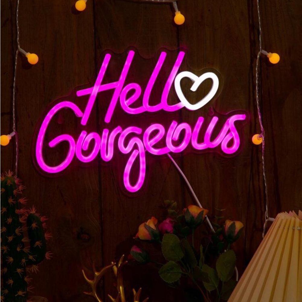 1pc Hello Gorgeous Letter Neon Light for Bedroom, Party Decor